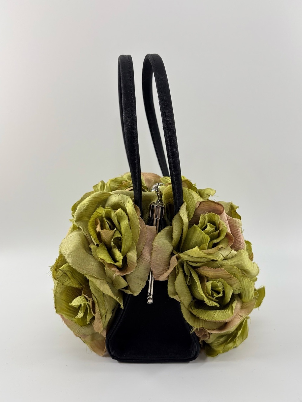 Lauren Scherr Floral Rosette Green Handbag Garden 3D Novelty Mini Purse Vintage - Picture 4 of 10